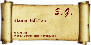 Sturm Géza névjegykártya